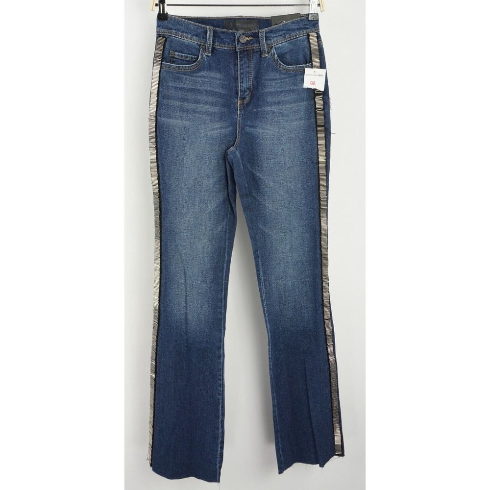New Blue Revival Women's Size 26 x 32 Dark Blue Bootcut Denim Metal Accent Jeans